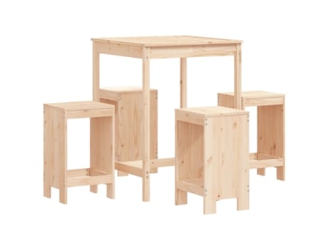 Conjunto 5 de mesa y taburetes altos jardín VIDAXL madera maciza pino