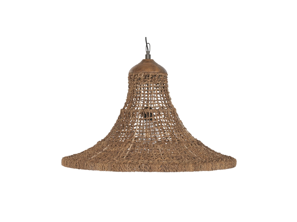 Lampara Techo Fibra Hecho A Mano Natural 75x75x55cm