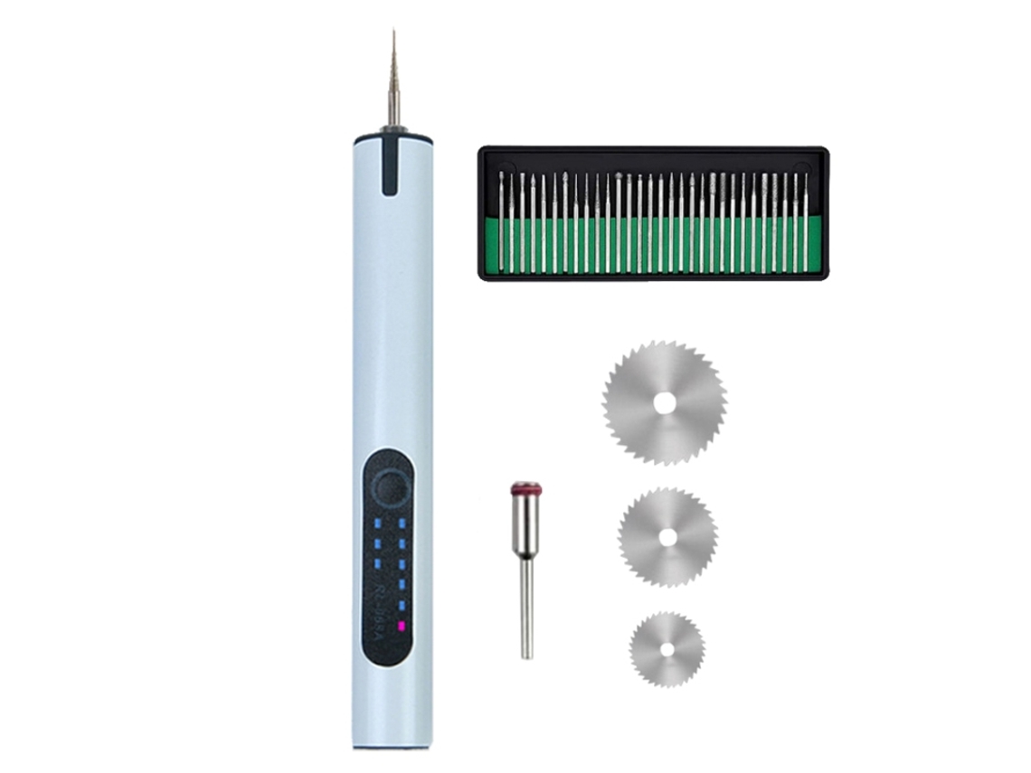 (blanco + Hoja De Sierra + Cabezal De Amolado) Amoladora Eléctrica Pequeña De Mano Para Tallado