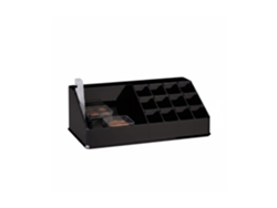 Relaxdays Organizador De Maquillaje Con 16 Compartimentos, Acrílico, Negro, 8 X 22 X 12,5 Cm