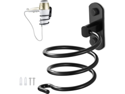 2026-porta Secador De Pelo De Pared, Aluminio Negro Con Agujeros, Para Hotel, Baño, Peluquería, Antirrobo Y Duradero