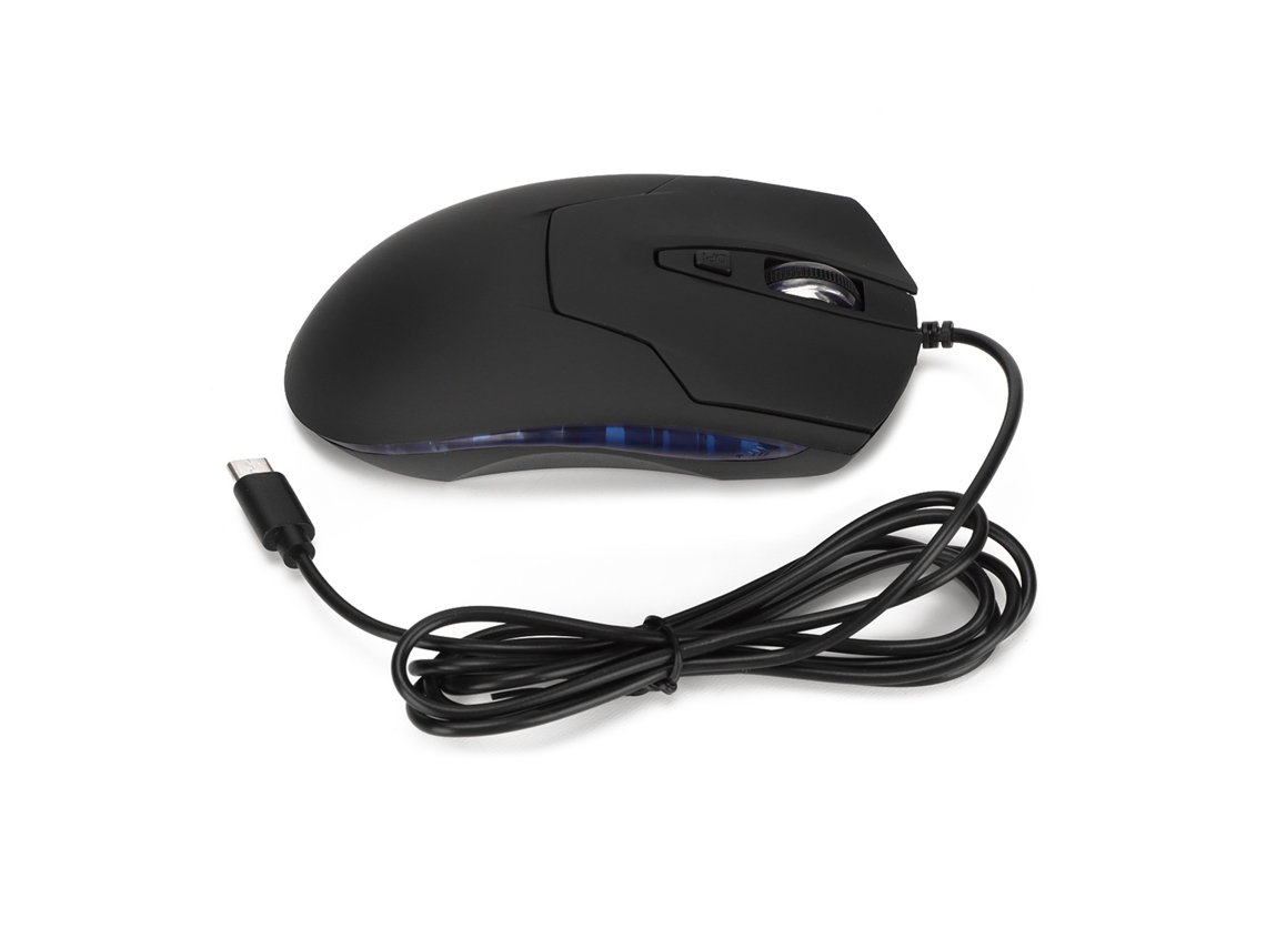 Ratón Con Cable Usb Tipo C, Retroiluminación Azul, Dpi Ajustable, Teclas Multimedia Y Diseño Ergonómico Para Juegos, Oficina Y Estudio.