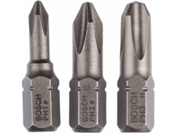 Conjunto de Puntas BOSCH Da Atornillar - Extra Hard - 3 Un Ph1; Ph2; Ph3; 25 mm