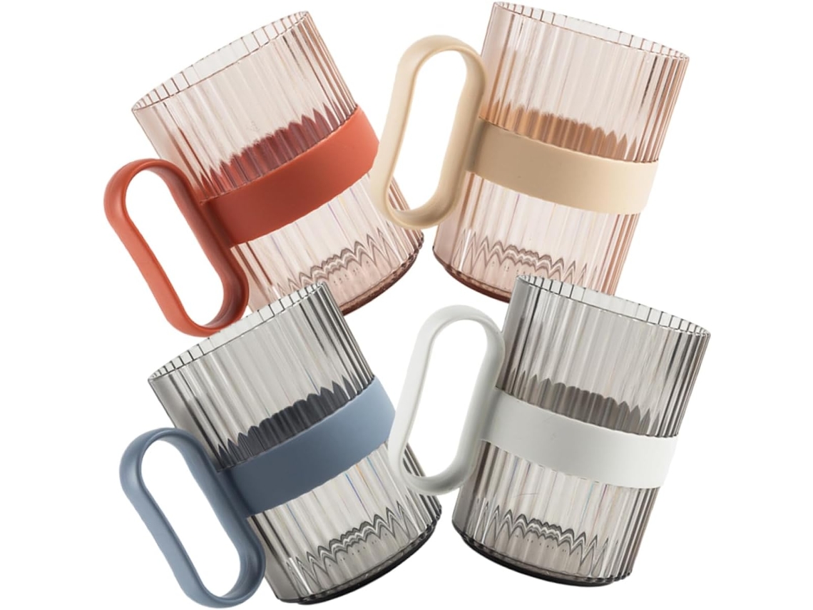 Juego de 4 portacepillos de dientes reutilizables: elegantes vasos para cepillarse y enjuagarse la boca.