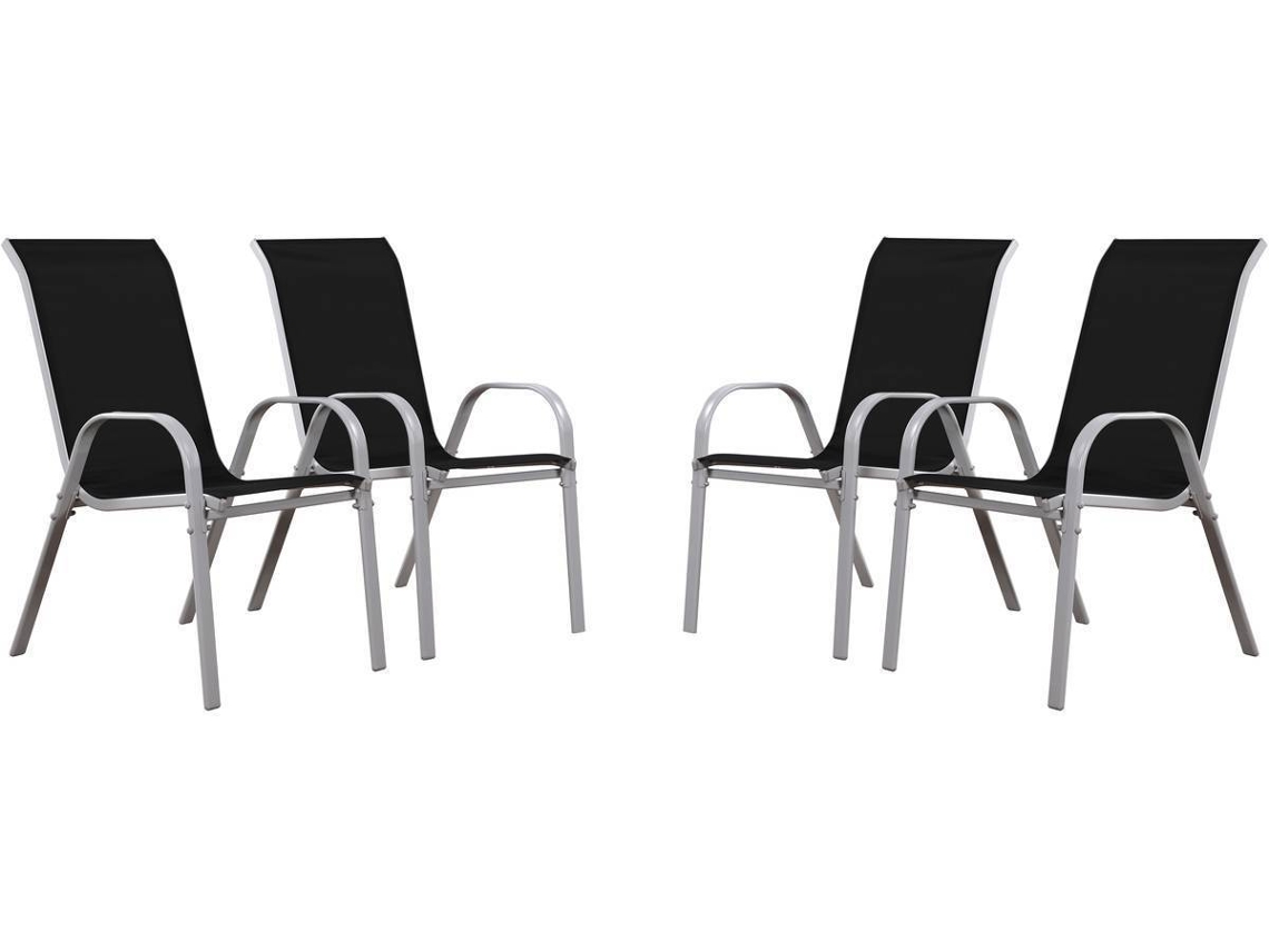 Conjunto 4 Sillas de Jardín HABITAT Y JARDÍN Cordoba (Negro - 53.5 x 75 x 92 cm)