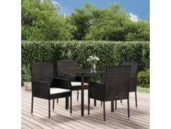 Juego de comedor de jardín de 5 piezas con cojines de mimbre negros de DKD Home Decor