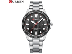 Reloj De Cuarzo Resistente Al Agua (plateado Y Negro) Con Correa De Acero Inoxidable, Reloj De Negocios Para Hombre Con Fecha Y Diseño Ondulado.