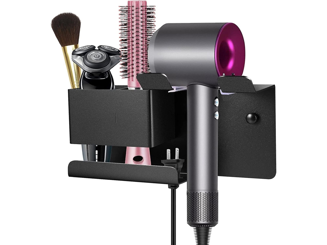 Soporte de pared para secador de pelo, organizador de cabello para baño, multifuncional en aleación de aluminio GOKOCO