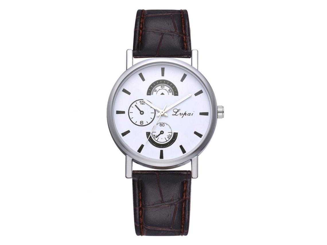 Reloj De Pulsera Para Hombre Con Correa De Pu Y Movimiento De Cuarzo Casual Moderno Marrón