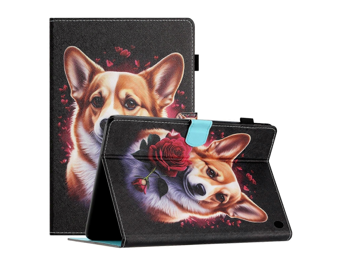 Funda de cuero inteligente con diseño colorido y costuras para la tableta Amazon Fire HD 10 2021 Webake
