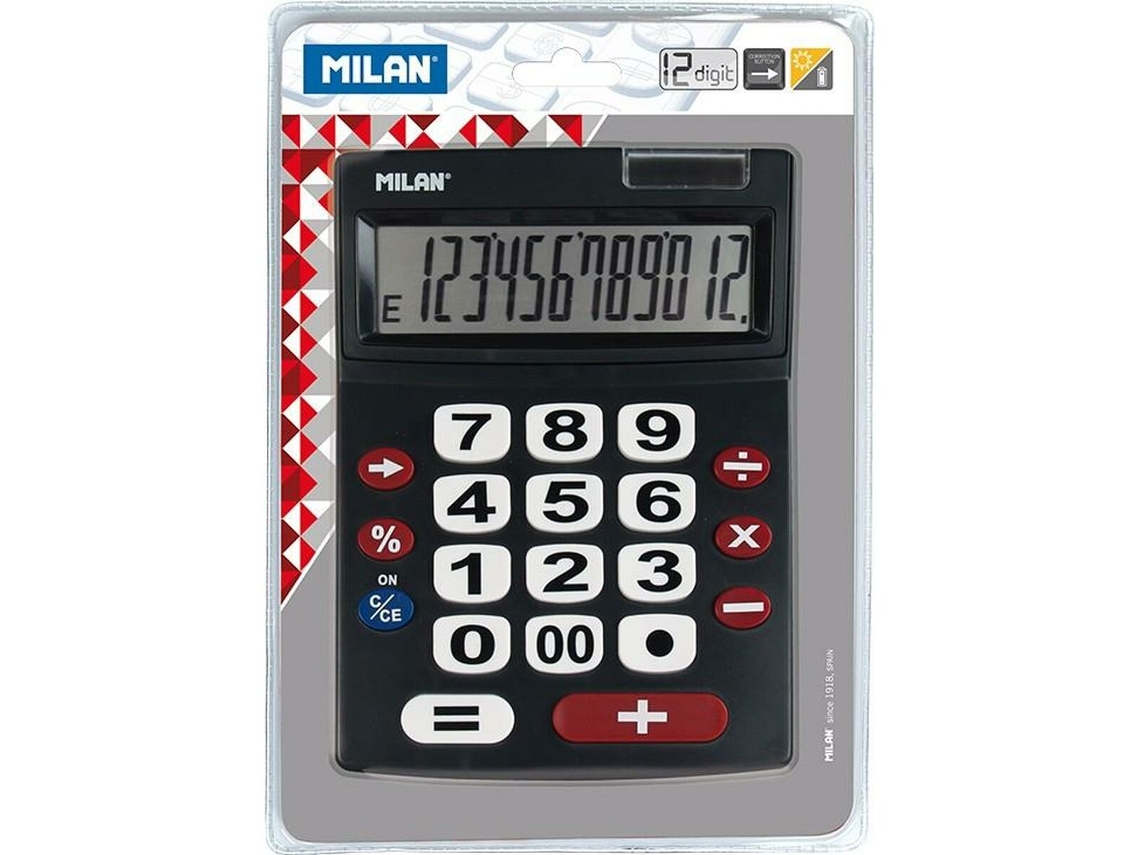 Calculadora Negra de MILAN 22.5 X 14 X 3 Cm