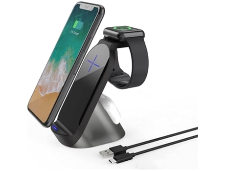 Estación de Carga Sem Rápido Qi para iPhone 11 Pro/Xs/12/11 Pro Max/11 YIZHOOD Negro