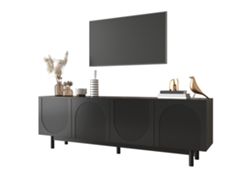 Mueble Para Tv Negro De 175x38x56cm Con Estantes Ajustables Y Diseño Ligero Y Lujoso.