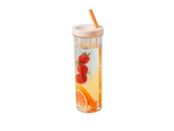Botella De Agua Portátil De Plástico Transparente Amarillo Claro De 700 Ml Con Pajita.