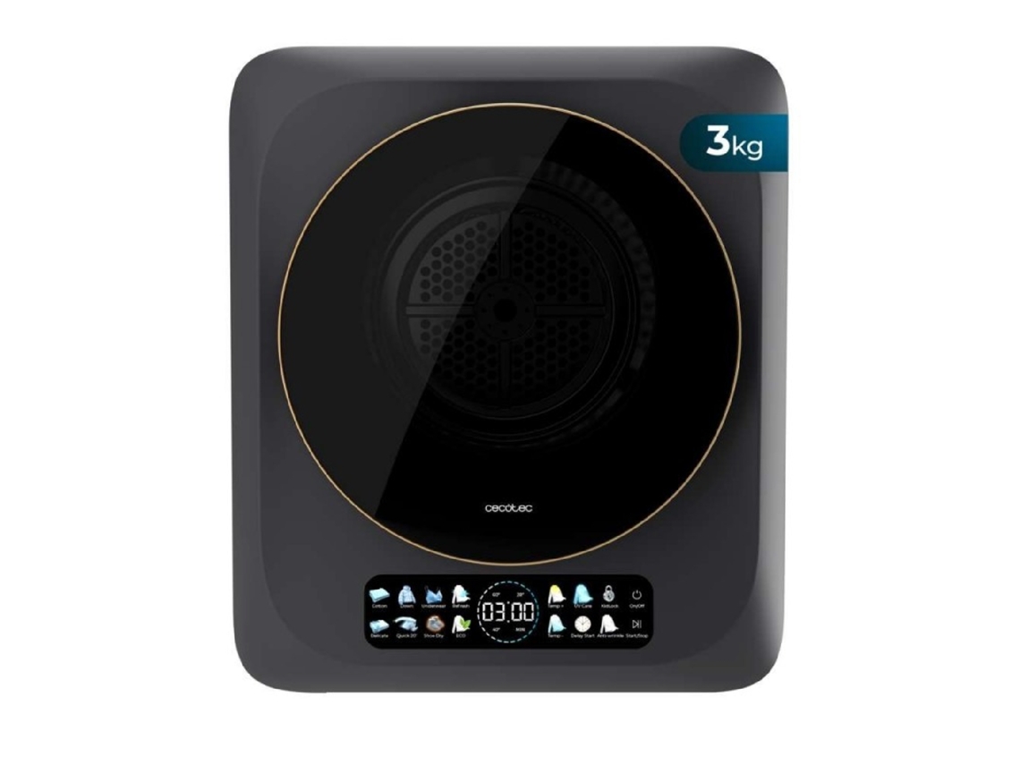 Cecotec Secadora Compacta De Evacuación 3 Kg Bolero Dresscode Dry 3400v Dark, 8 Programas, Clase G