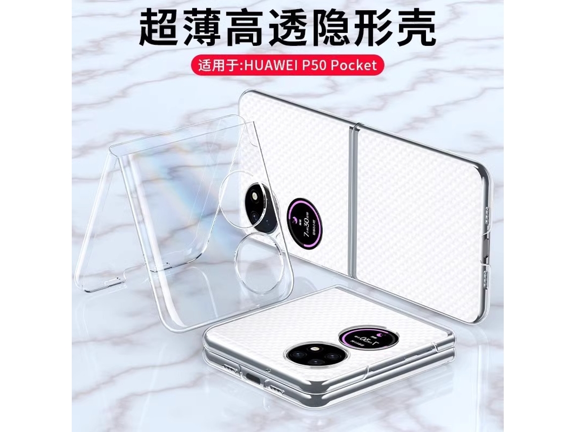 (huawei Pocket 2 Transparente) Funda Transparente Para Teléfono Huawei, Plegable, Con Pantalla Protectora De Cristal.