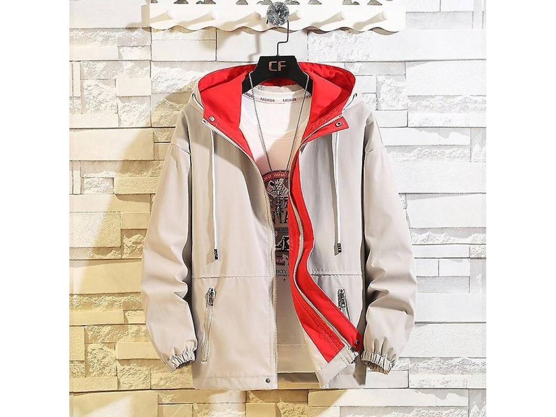2026-chaqueta Casual Hombre Primavera Otoño Básica Con Cremallera Cremallera Bolsillos Suelta Hmj M Color Beige