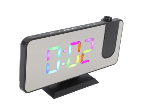 HURRISE Despertador Digital con Espejo RGB Despertador de Espejo Brillo Ajustable Reloj de Mesa Moderno con Pantalla de Lino