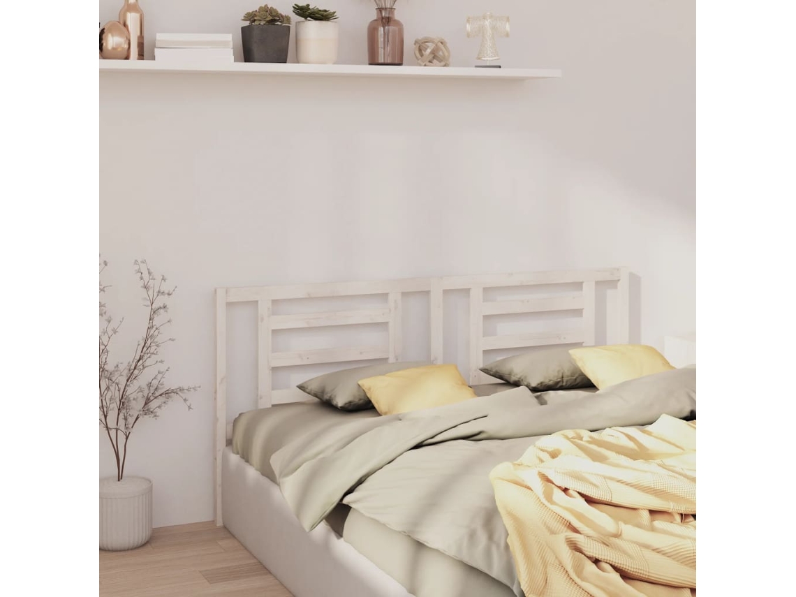 Cabecero De Cama Madera Maciza De Pino Blanco 206x4x100 Cm