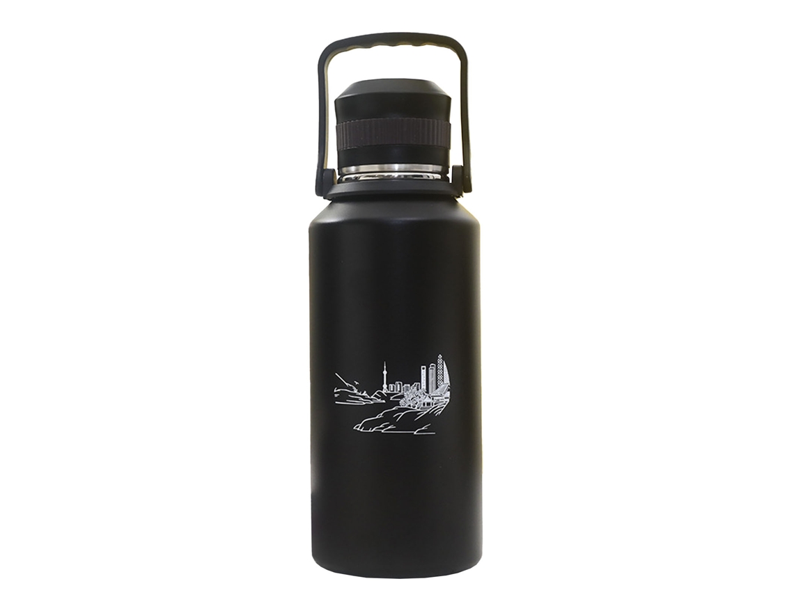 Botella Térmica De Acero Inoxidable De 1500 Ml, A Prueba De Fugas, Ideal Para Camping Y Deportes. Gran Capacidad. Color Negro.