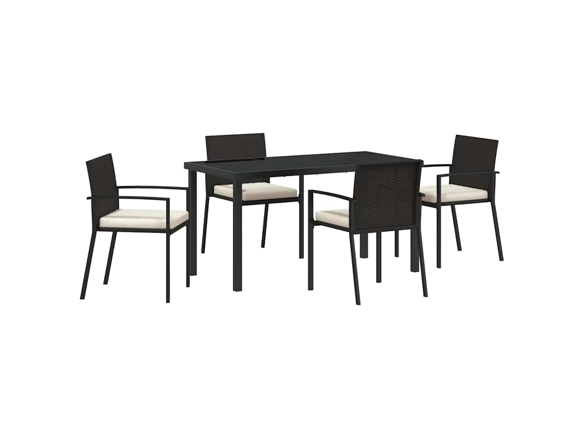 Conjunto De Comedor De Jardín 5 Uds | Mueble De Jardín Negro