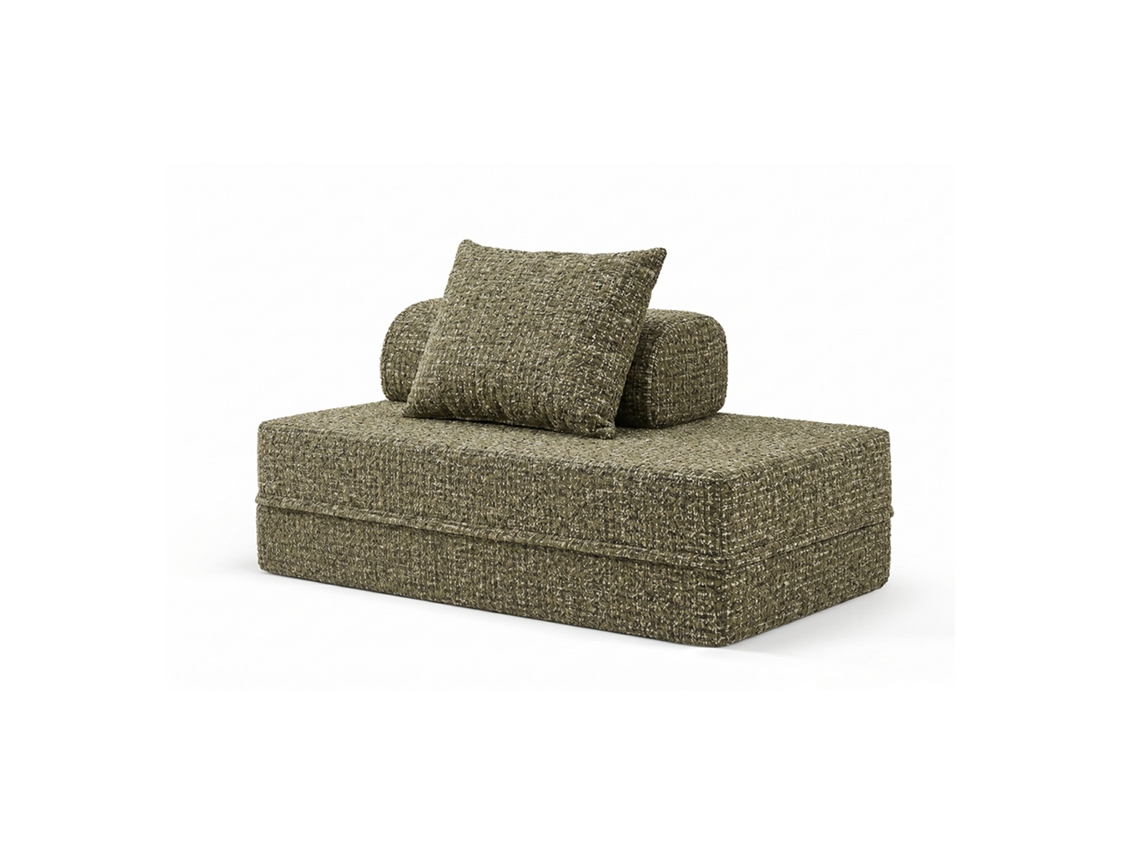 Sofá modular convertible de 2 plazas en tweed verde oliva de SKOFFA