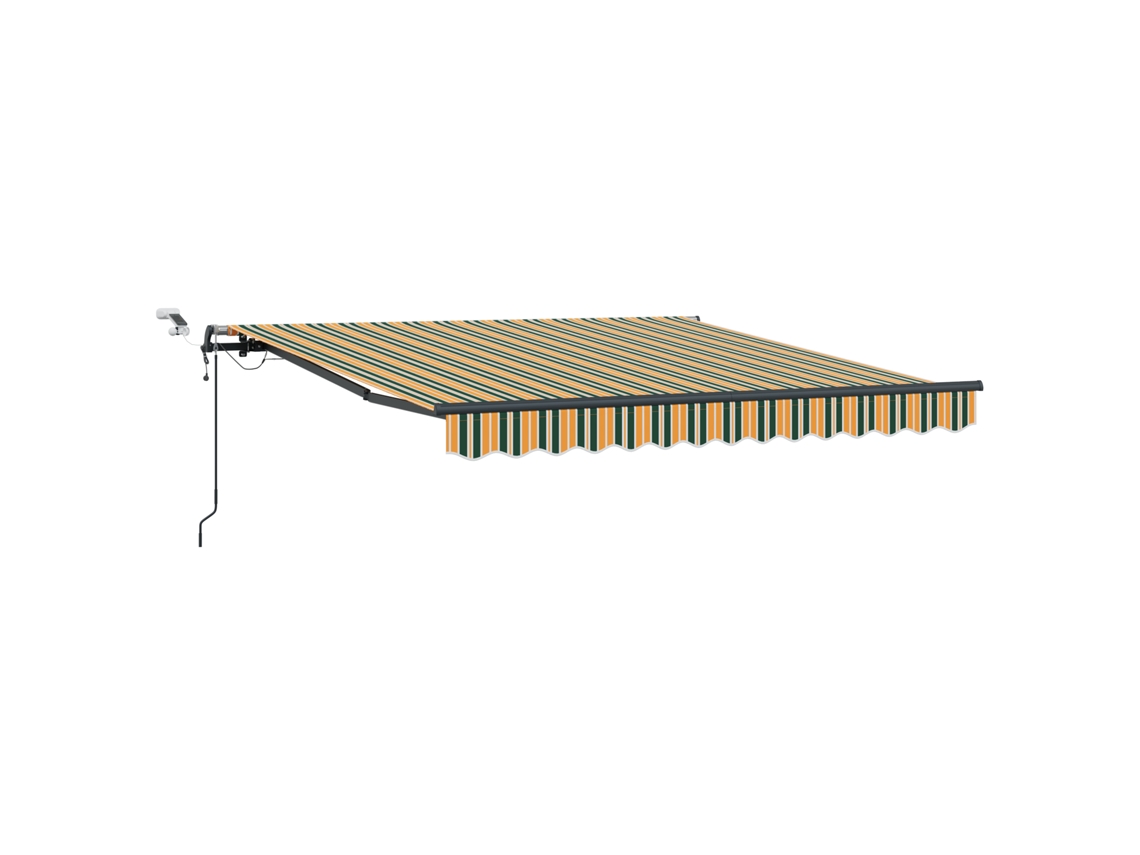 Toldo retráctil automático Vidaxl con LED verde y amarillo, poliéster verde (300 x 250 cm)