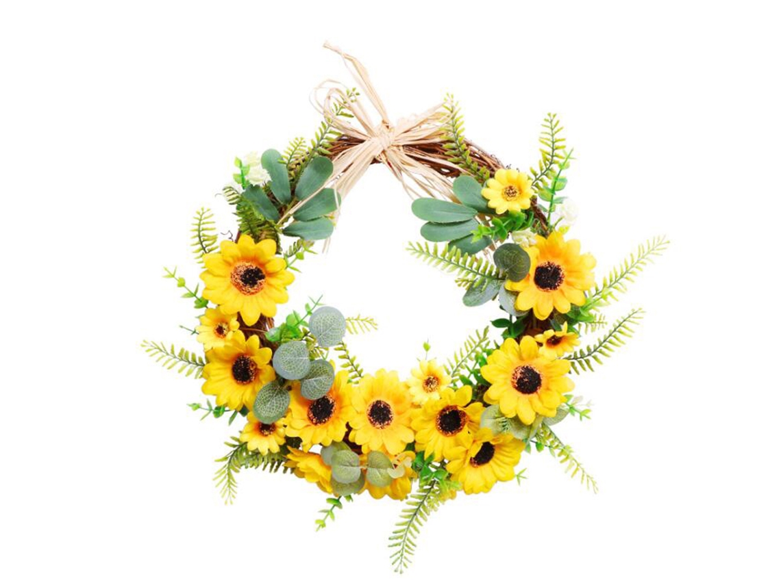 Corona artificial de girasoles estilo pastoral - Envío a mediados de agosto