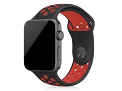 Correa deportiva de silicona compatible con Apple Watch de 42/44/45/49 mm. Talla S/M. 20 x 2 x 0,2 cm. Color negro.