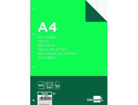 Recambio LIDERPAPER A4 100 F 100 gr Cuadriculado