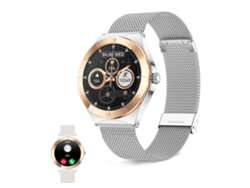 Smartwatch Ksix Lya Go, Pantalla Amoled 1.19", Autonomía 7 Días, Correa Metal Y Silicona Beige, Modos Deporte Y Salud, Llamadas