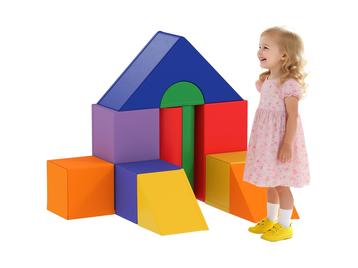 Juego De 11 Bloques De Construcción De Espuma Multicolores Para Niños, Que Ayudan A Desarrollar Las Habilidades Psicomotoras.
