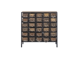 Cómoda de metal y madera con molduras, 90x31x88cm
