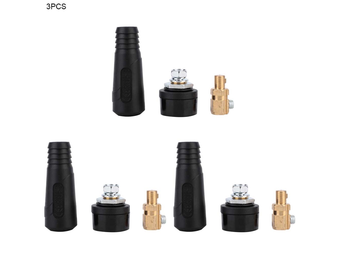 3 Juegos De Cables De Soldadura De Cobre Euro Con Conector Rápido 200-400a, Cable De Soldadura 10-25