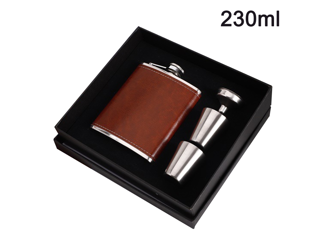 MEOIRUERY Garras de Licor para Hombre con Funda de Cuero, Juego de 8 Oz, Garrafa de Acero Inoxidable con 2 Vasos y Embudo