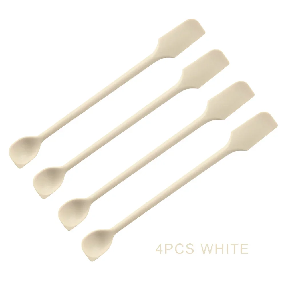 (blanco, 4 Piezas) Juego De 4 Raspadores De Silicona, Resistentes Al Calor, De Doble Cabezal Y Mango Largo, Utensilios De Cocina.