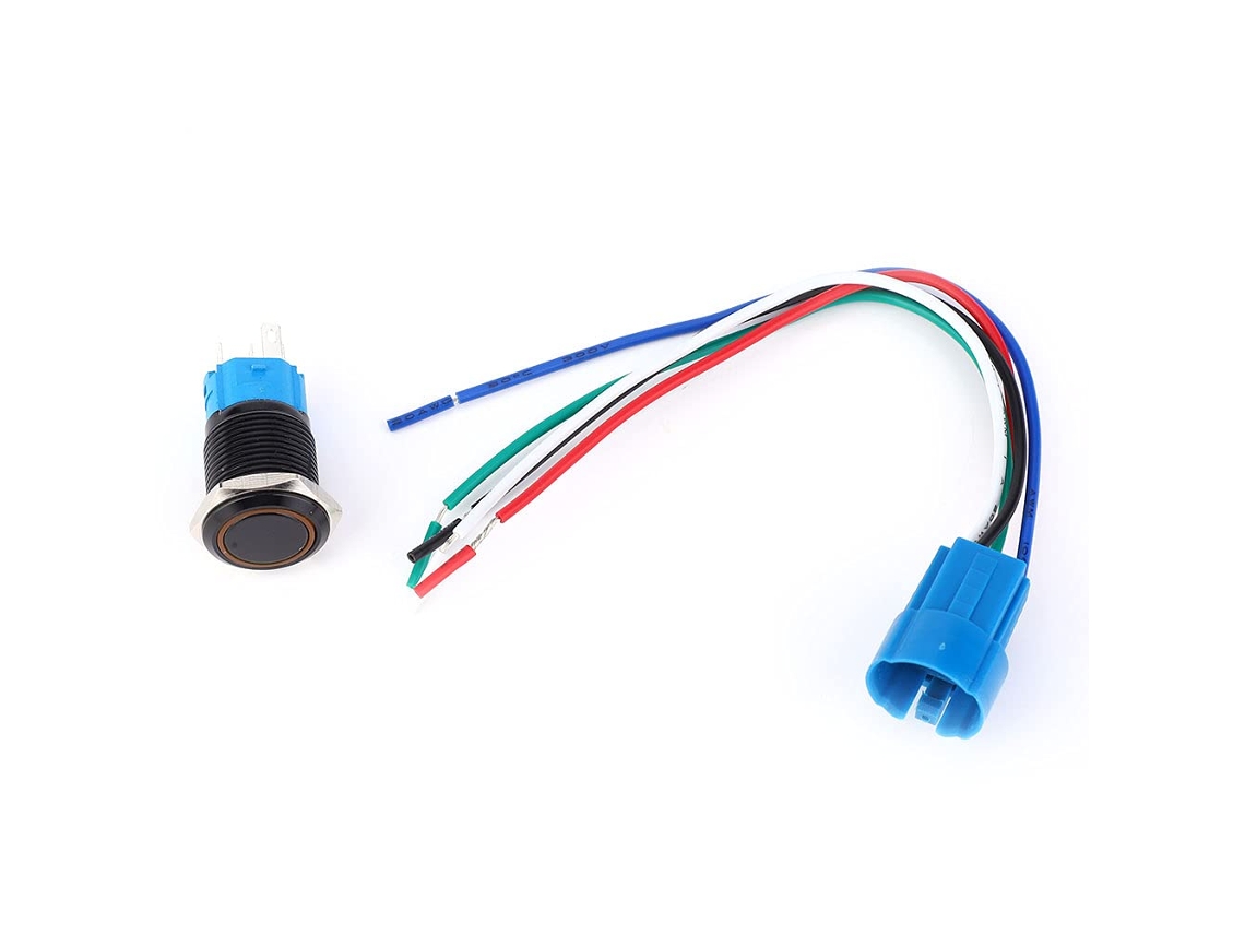 Interruptor Pulsador Redondo De Metal Impermeable Para Coche Y Motocicleta, 12 V Cc, 16 Mm, Rojo, Verde, Amarillo, Azul.