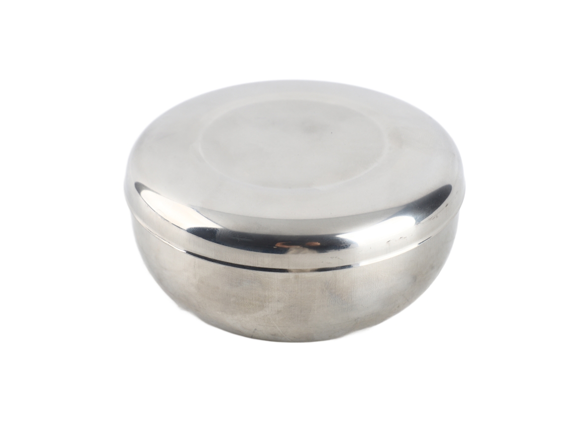Bol De Arroz De Acero Inoxidable Con Tapa, Multiusos, De Una Sola Capa, 10x4cm Para Cocina.