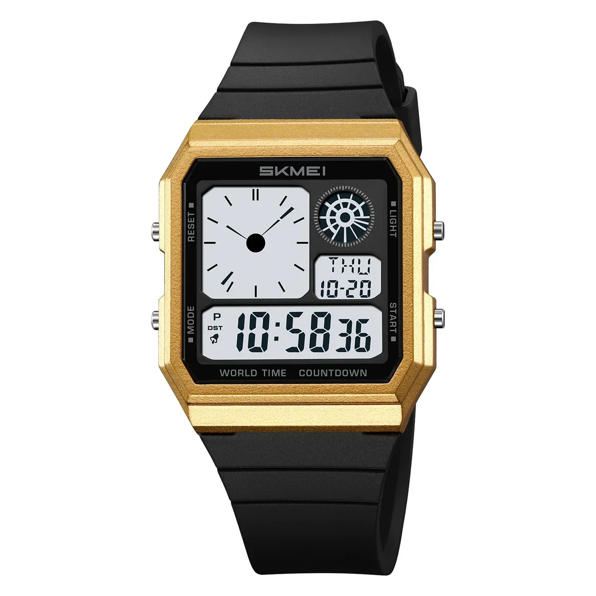 Reloj Digital (dorado Y Negro), Cronógrafo Resistente Al Agua Para Exteriores, Para Hombres Y Mujeres, Estudiantes.