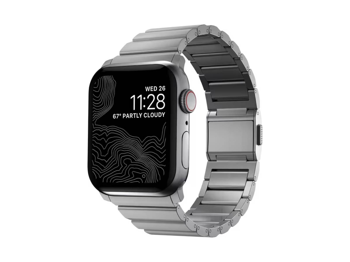 Correa de titanio plateada Nomad para Apple Watch de 44, 45, 46 y 49 mm