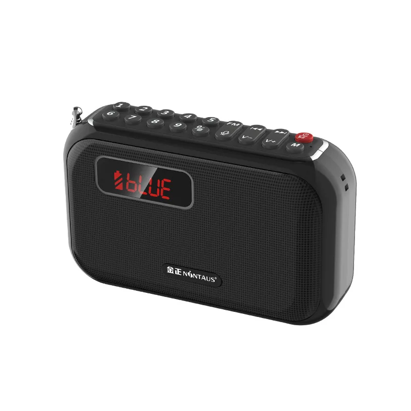 (negro) Mini Radio Fm Con Pantalla Led, Alta Sensibilidad, Altavoz Bluetooth De Graves Profundos, Micrófono Y Soporte De Grabación.
