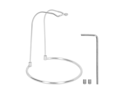 Soporte Ligero Y Plegable De Acero Inoxidable Para Carretes De Pesca Giratorios, Con Base Redonda Y Estructura Plateada En Forma De U.