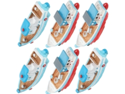 Juego De 6 Barcos En Miniatura, Decoraciones De Resina Estilo Mediterráneo.