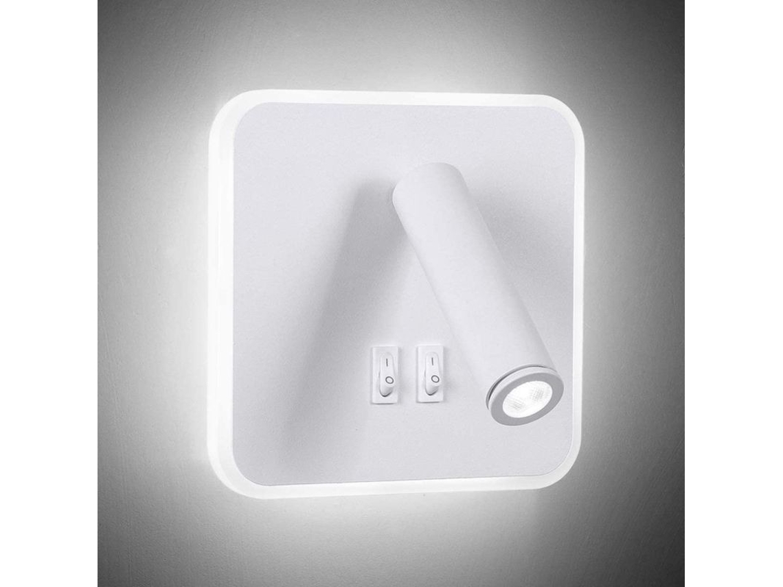 Lámpara De Pared Led Moderna De 8 W Con Foco De 3 W, Interruptor Giratorio De 350°, Luz Blanca De 6000 K.