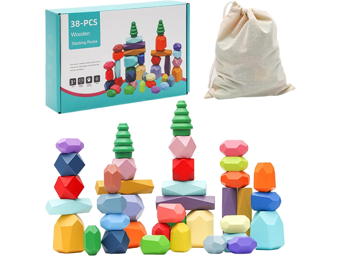 Piedras De Madera Para Apilar Y Clasificar, Bloques Sensoriales Niñas Educativas Niños
