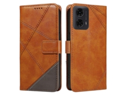 Funda De Cuero Con Tarjetero Para Motorola Moto E14 4g/ G04 4g/ G04s 4g/ G24 4g, Diseño Geométrico