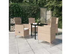 Juego de comedor de jardín con cojines beige, Dkd Home Decor