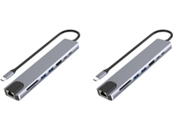 Hub Usb-c Doble Con Ethernet, Resolución 4k Hd, Bluetooth 3.0, Lector De Tarjetas Sd, Carga Pd De 87 W Y Transferencia De Datos.