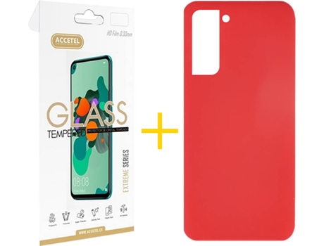 Carcasa + Protector de Pantalla para Samsung Galaxy S22 Plus 5G ACCETEL Rojo