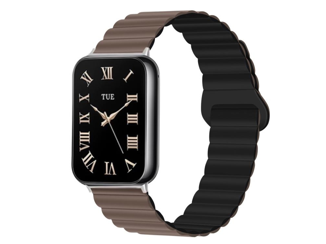 Bracelete Para Redmi Watch 6 / 5 / 4 - Silicone Magnético Reversível - Fecho Duas Cores Chocolate + Preto